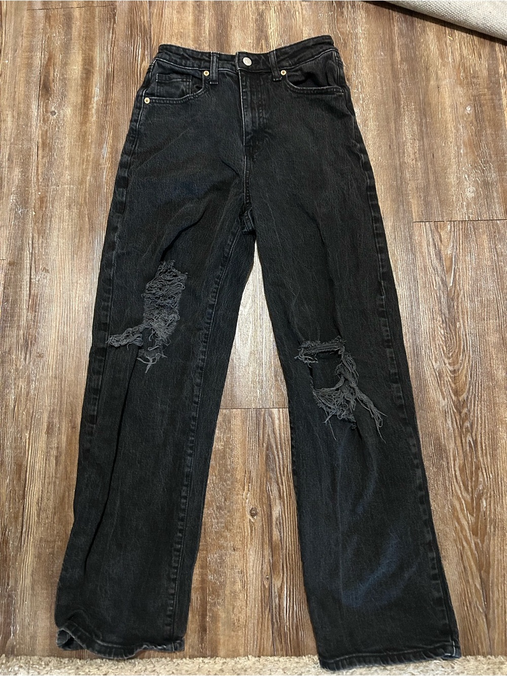 Wild Fable Black Highest Rise Baggy Distressed Jeans size 4/27